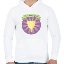 PRINTFASHION Szent Grál - Férfi kapucnis pulóver - Fehér férfi pulóver, kardigán