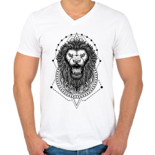 PRINTFASHION Szent oroszlán 2 - Férfi V-nyakú póló - Fehér férfi póló