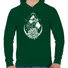 PRINTFASHION Szent szarvas - Férfi kapucnis pulóver - Sötétzöld férfi pulóver, kardigán