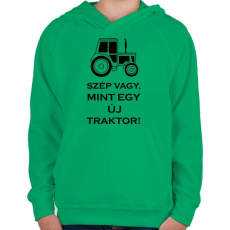 PRINTFASHION szep mint egy uj traktor - Gyerek kapucnis pulóver - Zöld
