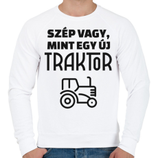 PRINTFASHION Szép vagy, mint egy új traktor - Férfi pulóver - Fehér