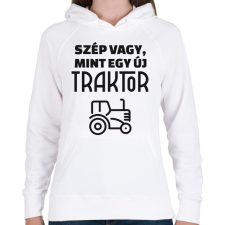 PRINTFASHION Szép vagy, mint egy új traktor - Női kapucnis pulóver - Fehér női pulóver, kardigán