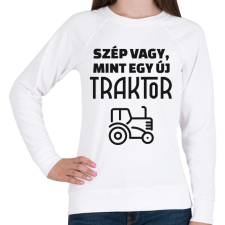 PRINTFASHION Szép vagy, mint egy új traktor - Női pulóver - Fehér női pulóver, kardigán