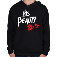 PRINTFASHION Szépség és a szörnyeteg - páros női - Gyerek kapucnis pulóver - Fekete