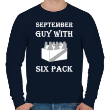 PRINTFASHION Szeptemberben született kockás hasú 2 - Férfi pulóver - Sötétkék férfi pulóver, kardigán