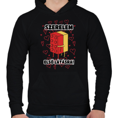 PRINTFASHION Szerelem első látásra - Férfi kapucnis pulóver - Fekete