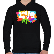 PRINTFASHION Szerelem és béke - Férfi kapucnis pulóver - Fekete