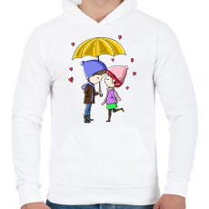 PRINTFASHION szerelem, esernyő - Férfi kapucnis pulóver - Fehér