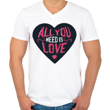 PRINTFASHION Szerelem - Férfi V-nyakú póló - Fehér férfi póló