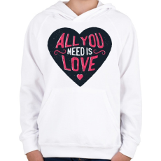 PRINTFASHION Szerelem - Gyerek kapucnis pulóver - Fehér