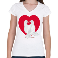 PRINTFASHION Szerelem - Női V-nyakú póló - Fehér