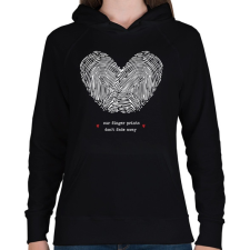 PRINTFASHION Szerelem pecsétje - Női kapucnis pulóver - Fekete női pulóver, kardigán