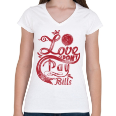 PRINTFASHION Szerelem számlára - Női V-nyakú póló - Fehér