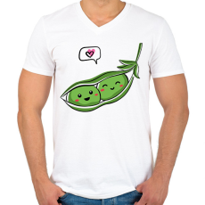 PRINTFASHION Szerelmes borsók - Férfi V-nyakú póló - Fehér