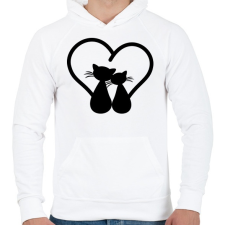 PRINTFASHION Szerelmes cicák - Férfi kapucnis pulóver - Fehér férfi pulóver, kardigán