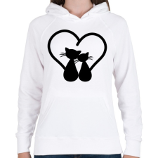 PRINTFASHION Szerelmes cicák - Női kapucnis pulóver - Fehér női pulóver, kardigán