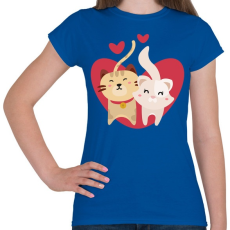 PRINTFASHION Szerelmes cicák - Női póló - Királykék