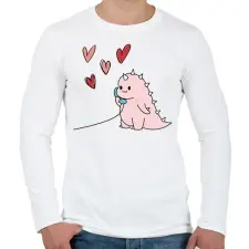 PRINTFASHION Szerelmes dínó (lány) - Férfi hosszú ujjú póló - Fehér férfi póló