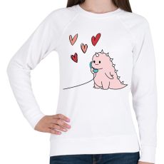 PRINTFASHION Szerelmes dínó (lány) - Női pulóver - Fehér