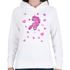 PRINTFASHION Szerelmes egyszarvú - Női kapucnis pulóver - Fehér női pulóver, kardigán