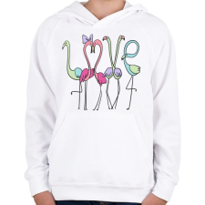 PRINTFASHION Szerelmes flamingok - Gyerek kapucnis pulóver - Fehér gyerek pulóver, kardigán