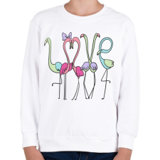 PRINTFASHION Szerelmes flamingok - Gyerek pulóver - Fehér gyerek pulóver, kardigán