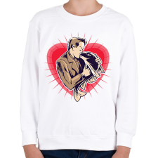 PRINTFASHION Szerelmes horgász - Gyerek pulóver - Fehér gyerek pulóver, kardigán