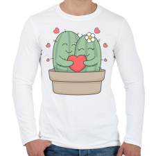 PRINTFASHION Szerelmes kaktusz - Férfi hosszú ujjú póló - Fehér férfi póló