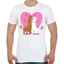 PRINTFASHION Szerelmes láma - Férfi póló - Fehér férfi póló