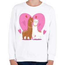 PRINTFASHION Szerelmes láma - Gyerek pulóver - Fehér gyerek pulóver, kardigán