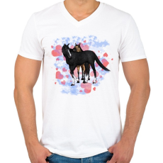PRINTFASHION szerelmes lovak - Férfi V-nyakú póló - Fehér