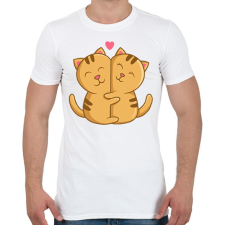 PRINTFASHION Szerelmes macskák - Férfi póló - Fehér férfi póló