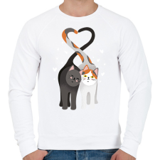 PRINTFASHION Szerelmes macskák - Férfi pulóver - Fehér férfi pulóver, kardigán