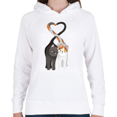 PRINTFASHION Szerelmes macskák - Női kapucnis pulóver - Fehér