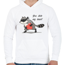 PRINTFASHION Szerelmes mosómedve - Férfi kapucnis pulóver - Fehér férfi pulóver, kardigán