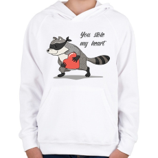 PRINTFASHION Szerelmes mosómedve - Gyerek kapucnis pulóver - Fehér