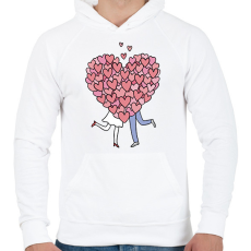 PRINTFASHION Szerelmes pár - Férfi kapucnis pulóver - Fehér