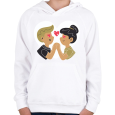 PRINTFASHION Szerelmes pár - Gyerek kapucnis pulóver - Fehér