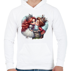 PRINTFASHION Szerelmes puszi - Férfi kapucnis pulóver - Fehér
