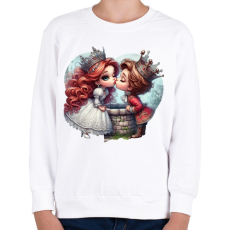 PRINTFASHION Szerelmes puszi - Gyerek pulóver - Fehér