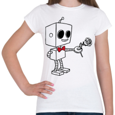 PRINTFASHION Szerelmes robot - férfi - Női póló - Fehér női póló