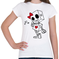 PRINTFASHION Szerelmes robot - női - Női póló - Fehér női póló