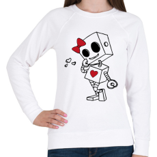 PRINTFASHION Szerelmes robot - női - Női pulóver - Fehér