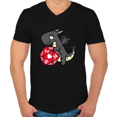 PRINTFASHION Szerelmes sárkány - Férfi V-nyakú póló - Fekete