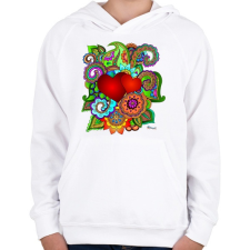 PRINTFASHION Szerelmes szivek - Gyerek kapucnis pulóver - Fehér gyerek pulóver, kardigán