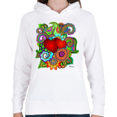 PRINTFASHION Szerelmes szivek - Női kapucnis pulóver - Fehér