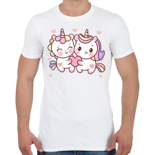 PRINTFASHION Szerelmes unikornisok - Férfi póló - Fehér férfi póló