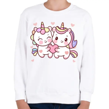 PRINTFASHION Szerelmes unikornisok - Gyerek pulóver - Fehér gyerek pulóver, kardigán