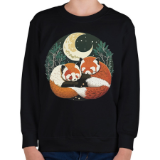 PRINTFASHION Szerelmes vörös pandák - Gyerek pulóver - Fekete gyerek pulóver, kardigán