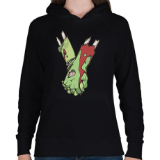PRINTFASHION Szerelmes zombi - Női kapucnis pulóver - Fekete
